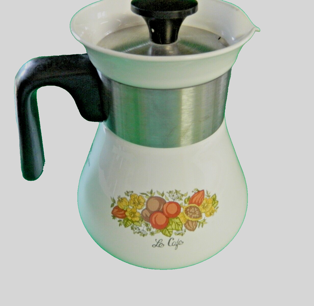 CORNING 6-CUP, LE CAFE SPICE OF LIFE, P-106 LONG NECK COFFEE / TEAPOT WITH LID.