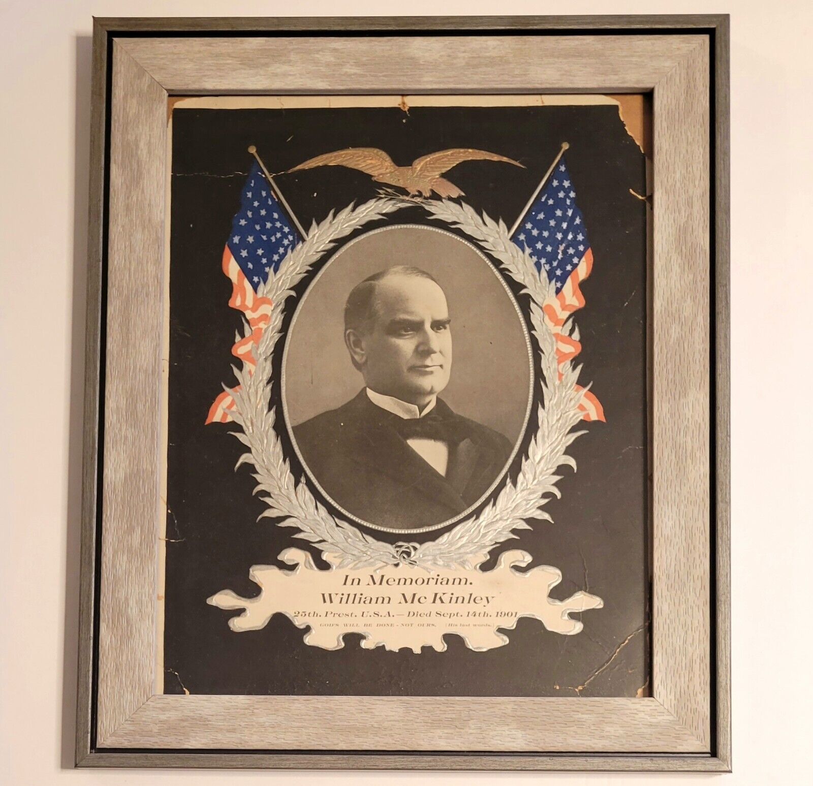 Antique 1901 President William McKinley In Memoriam Framed Memorial 11