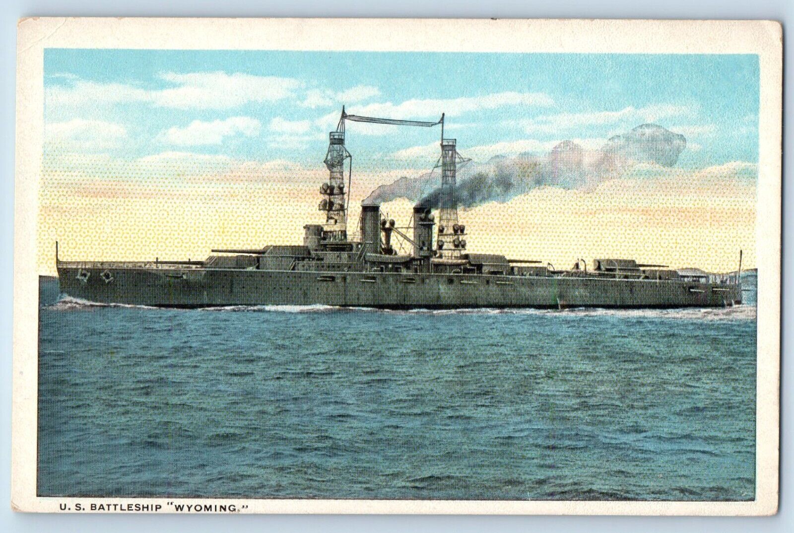 Wyoming WY Postcard U.S. Battleship Warship WWI Steamer c1920 Vintage Antique