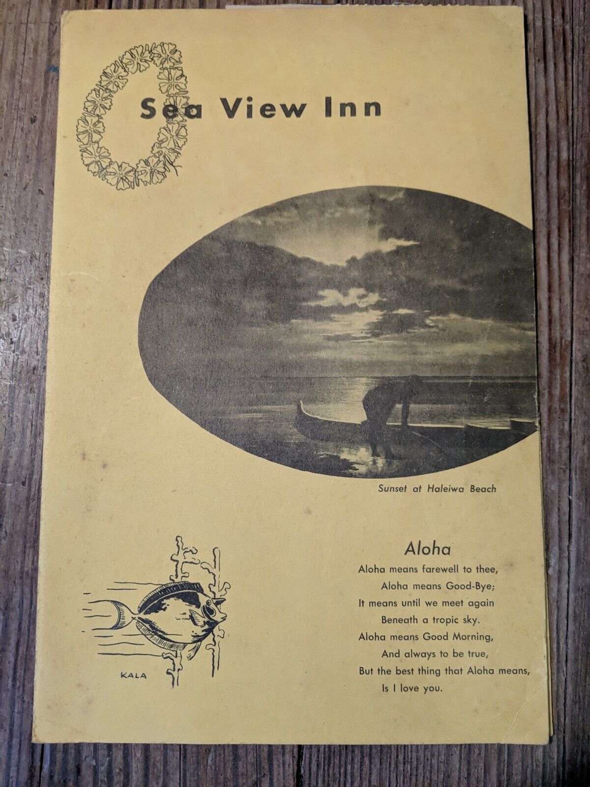 SEA VIEW INN HAWIAII 1940-50S MAP BROCHURE HOTEL RARE