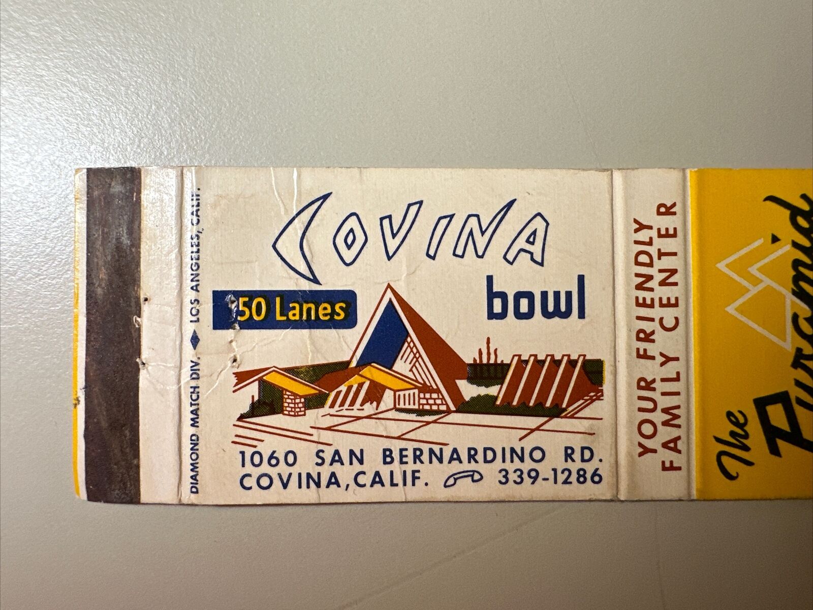 Vintage 1960s Covina Bowl California Bowling Alley Mid-Century Matchbook Cover