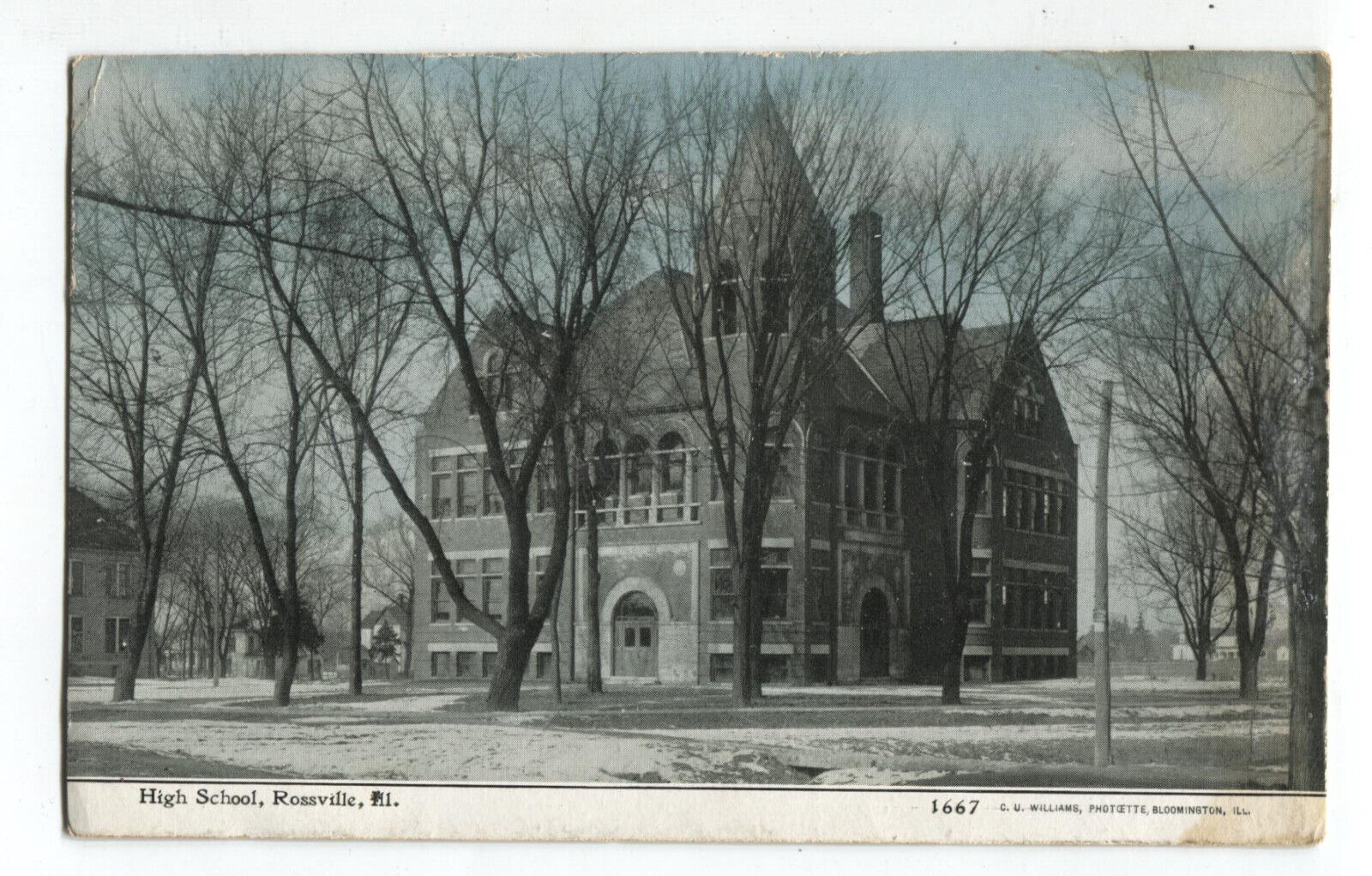 Postcard High  School Rossville Illinois 1914 