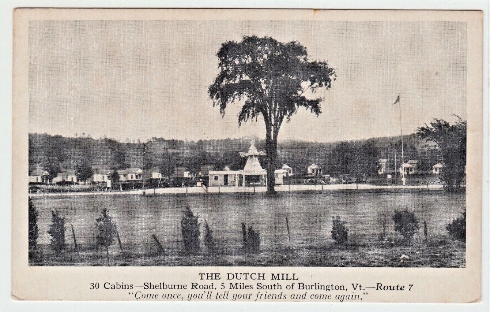 Shelburne VT The Dutch Mill Cabins Vintage Photo Postcard Motel Near Burlington