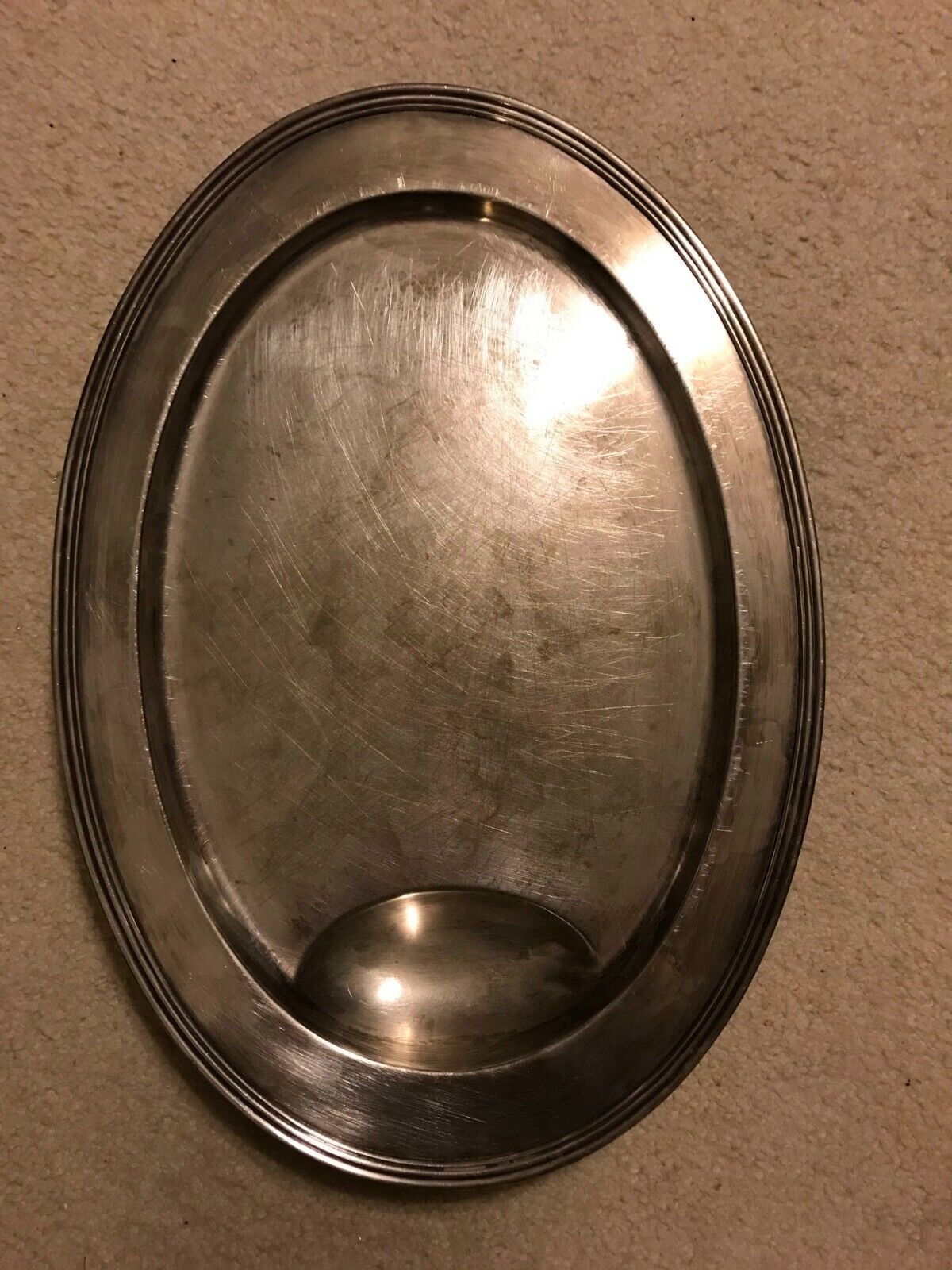 VTG Plymouth Silver Plated Oval Serving Tray Platter w/ Soup Retainer cavity 18\