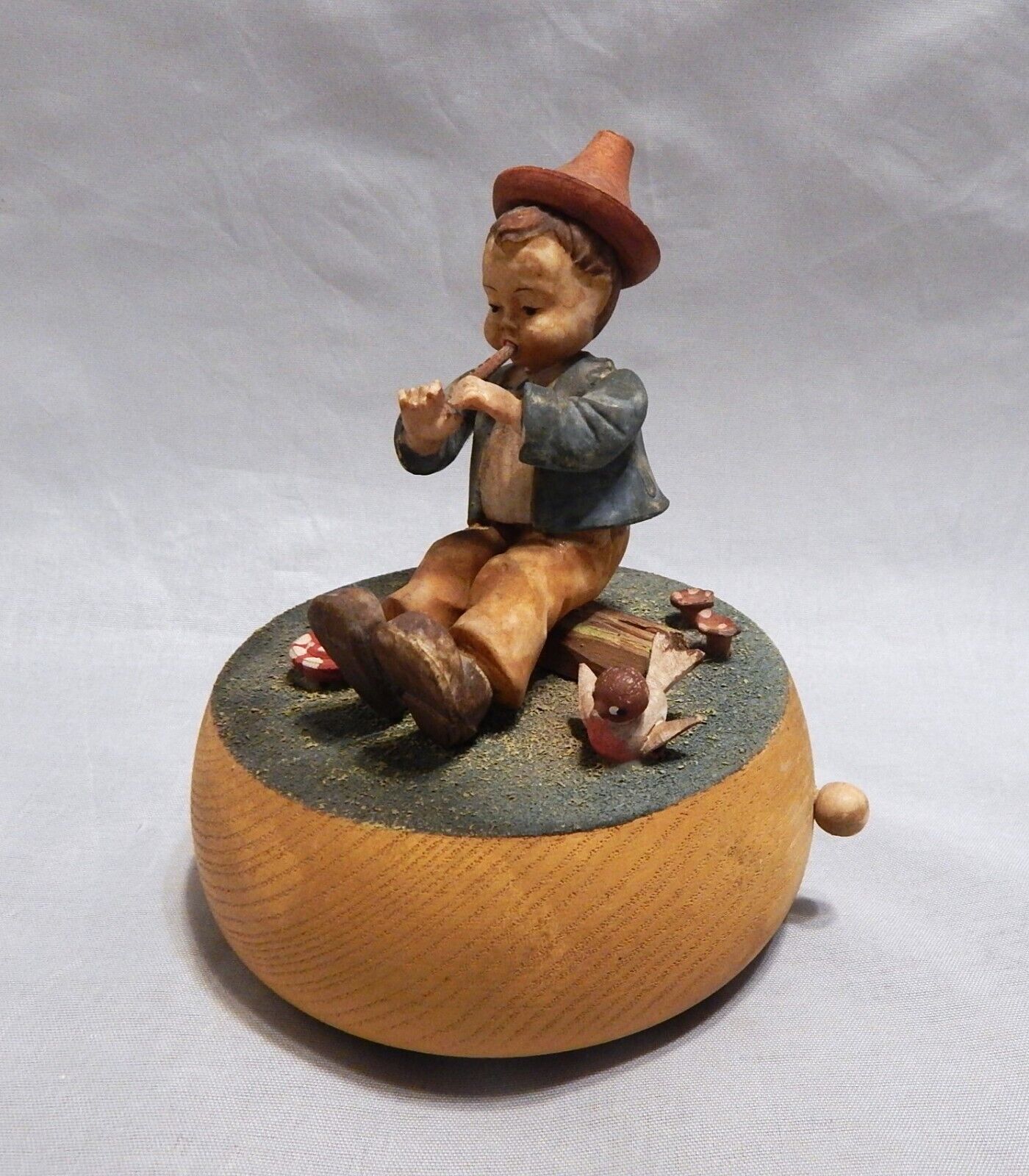 Anri Italy Reuge Music Box Boy Playing Flute 