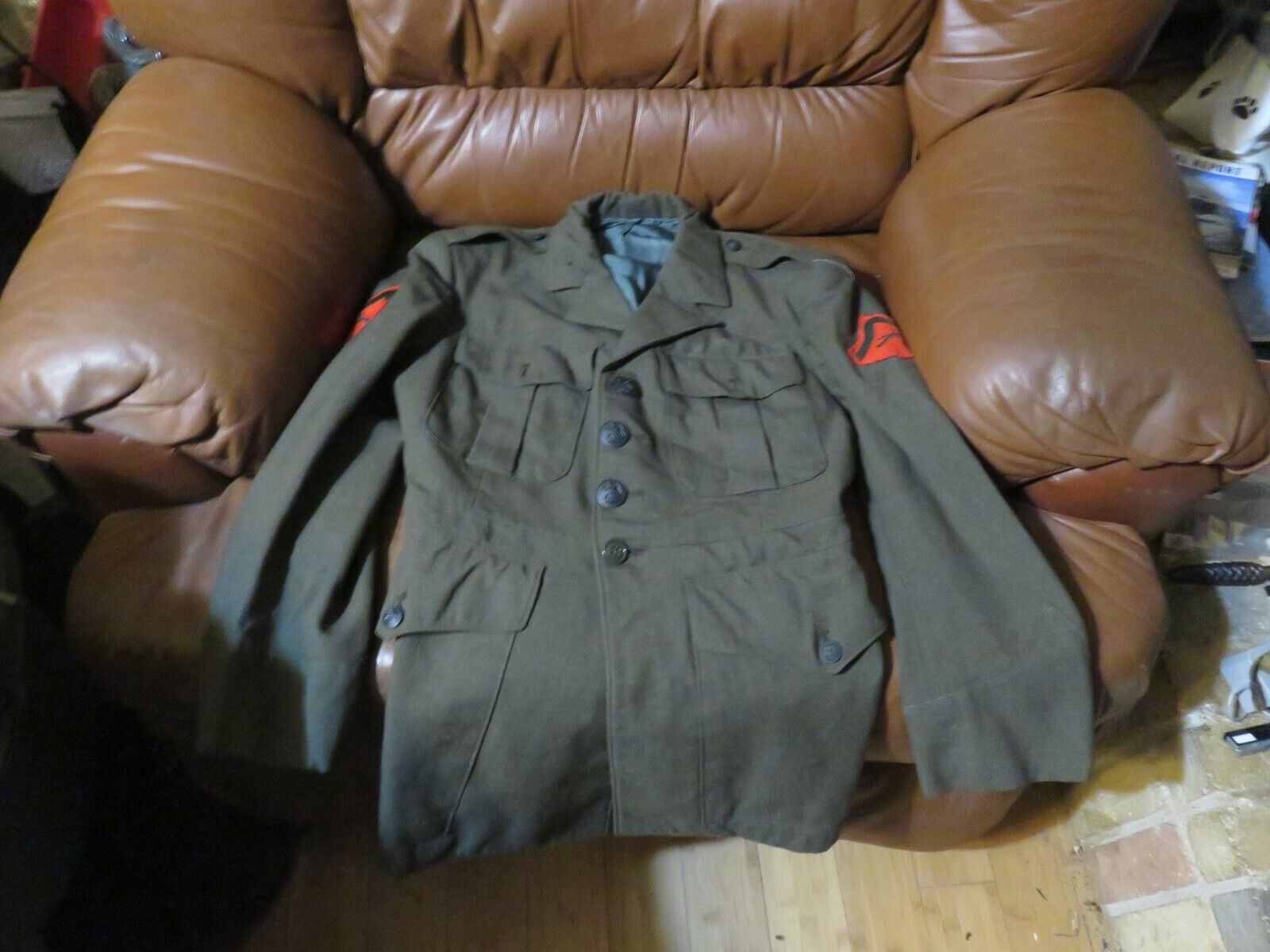Vtg USMC US Marine Alpha Coat Mans *Serge Green* MC 2234 100% Wool 1985 No Belt
