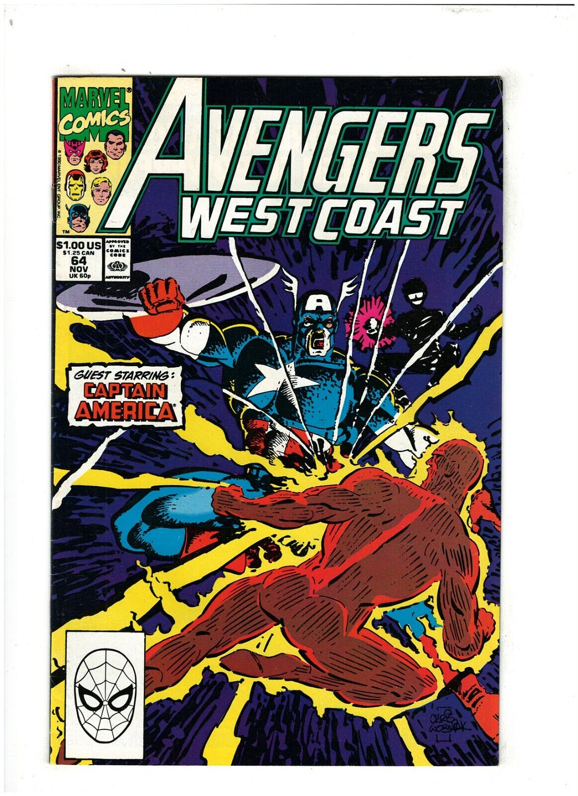 Avengers West Coast #64 VF 8.0 Marvel Comics 1990 Hawkeye, Captain America app.