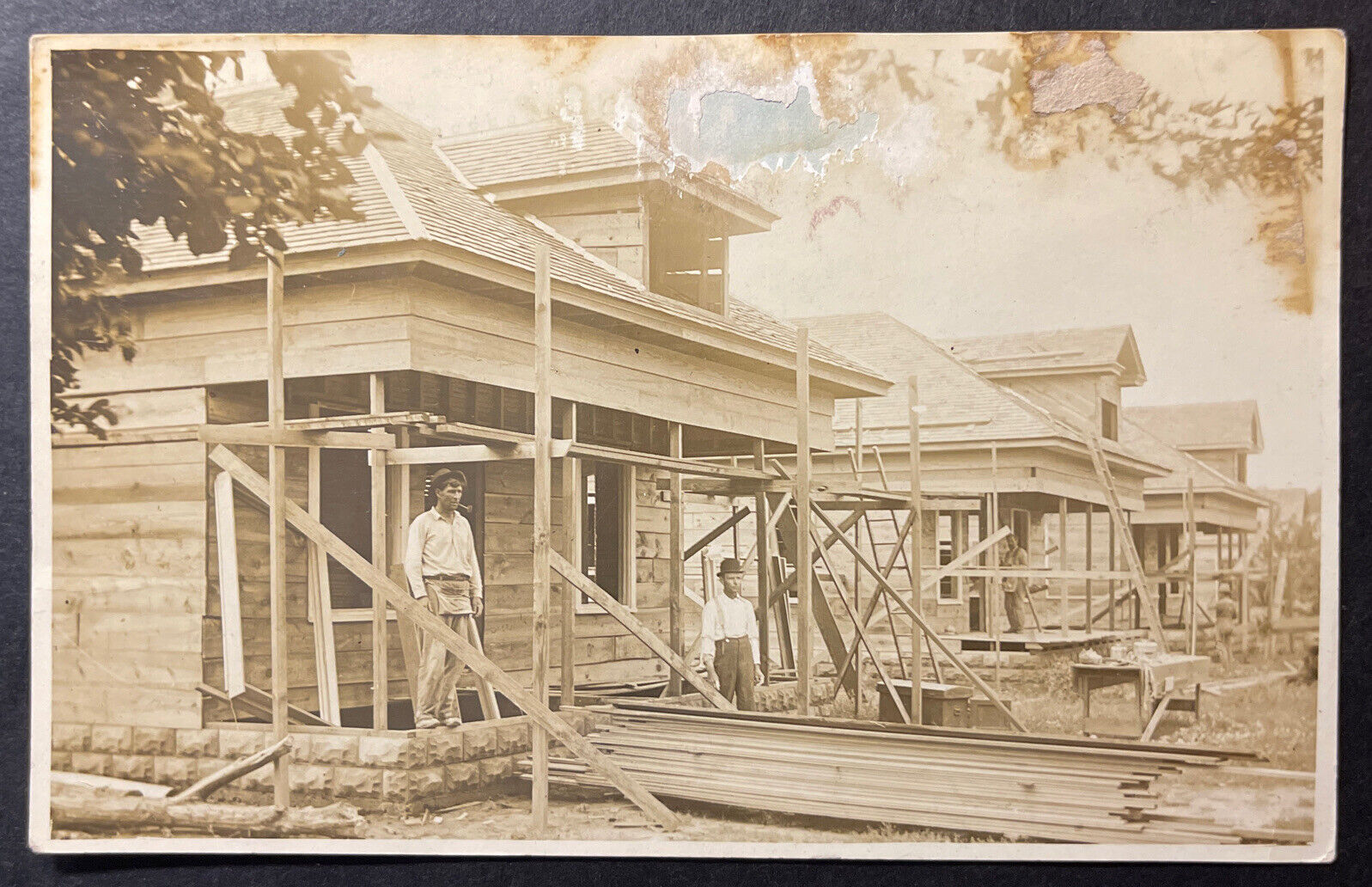 Homes under Construction Winfield Kansas RPPC 1911 low grade