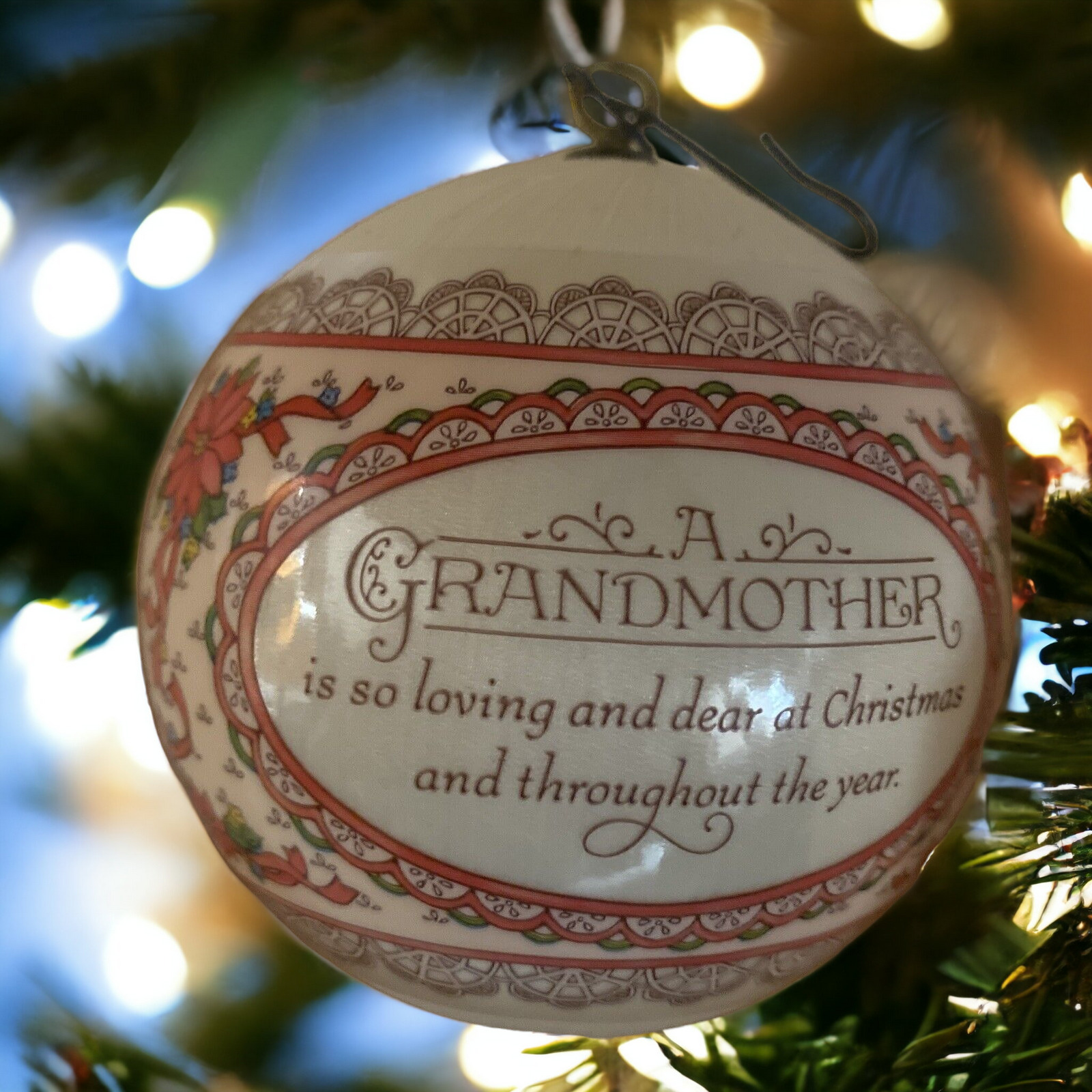 Vtg Hallmark Keepsake Grandparents Glass Christmas Ornament 1981 Granny Core
