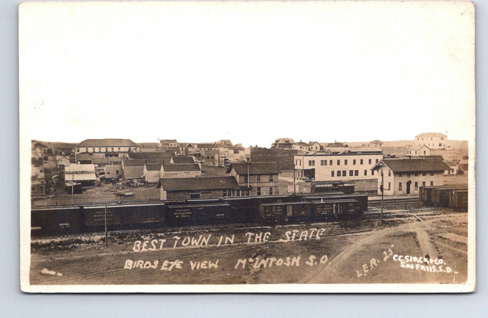 RPPC Real Photo Postcard South Dakota McIntosh Chi Mil & St P Railroad Depot