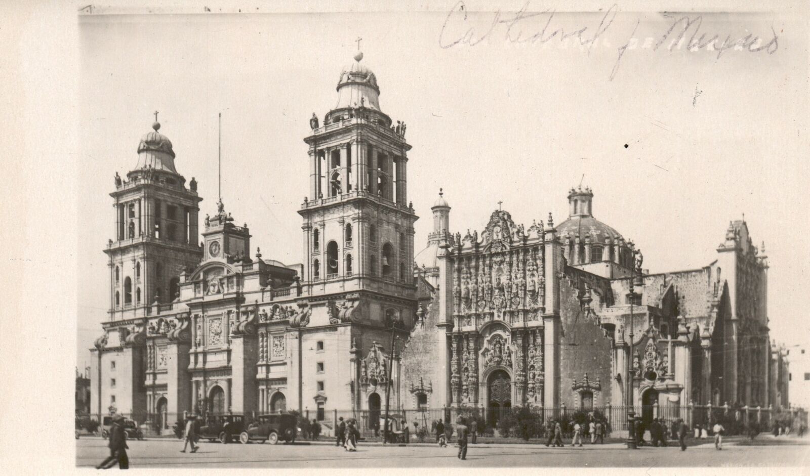 Vintage Postcard 1910\'s Photo View of Cathedral Church Mexico City MX RPPC