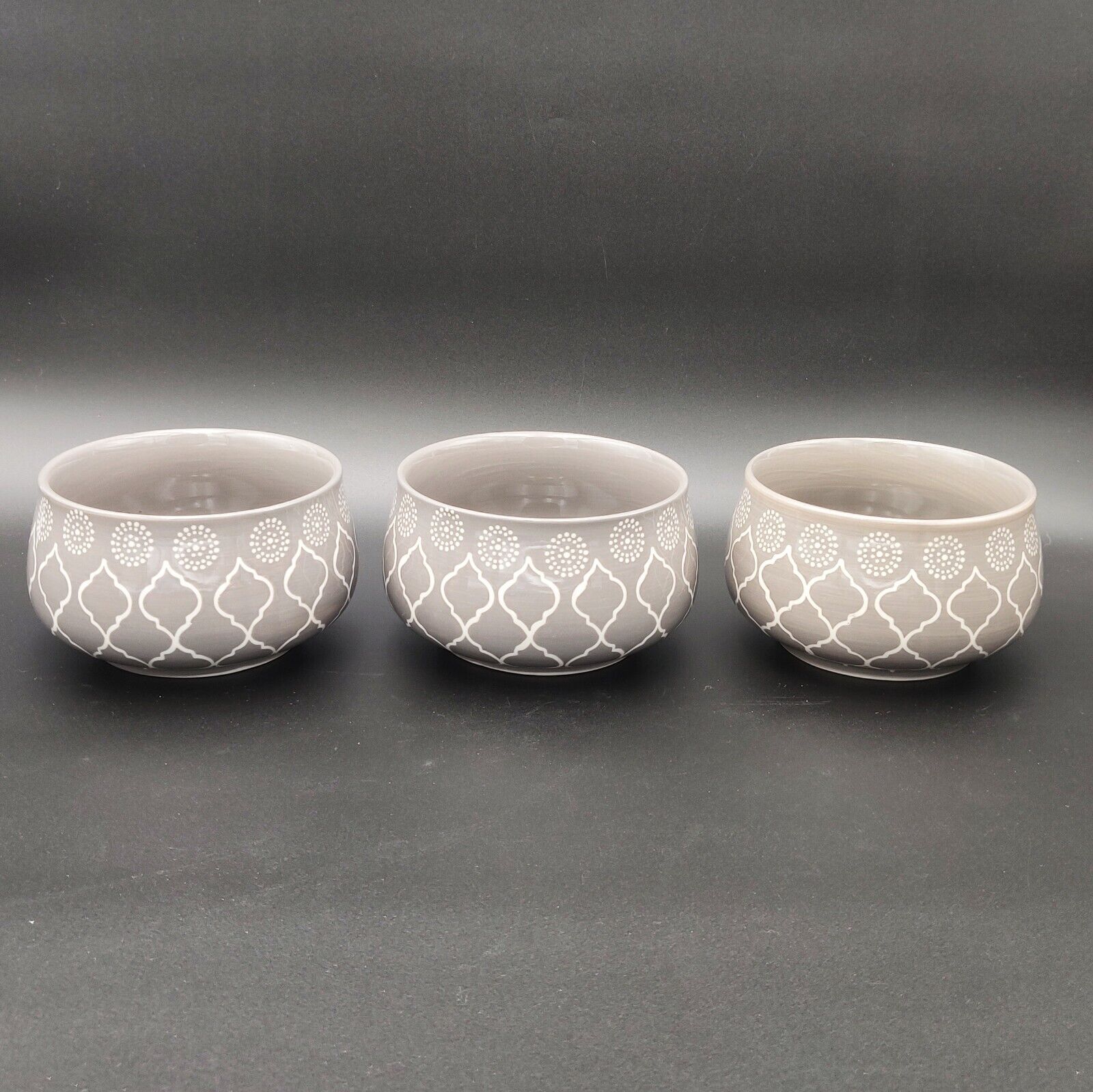 Set of 3 Baum Brothers Moroccan Grey Soup Cereal Bowl 3\