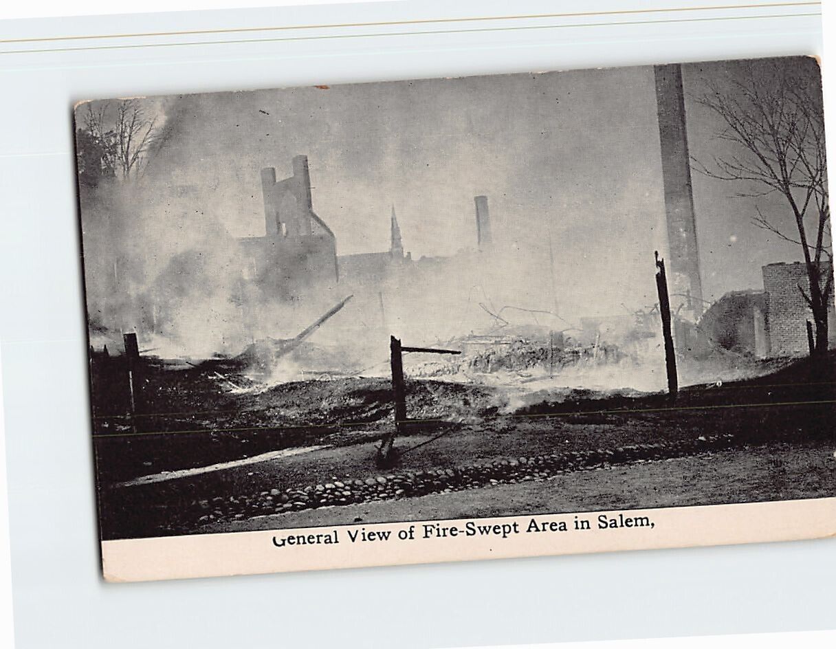 Postcard General View of Fire Swept Area in Salem USA