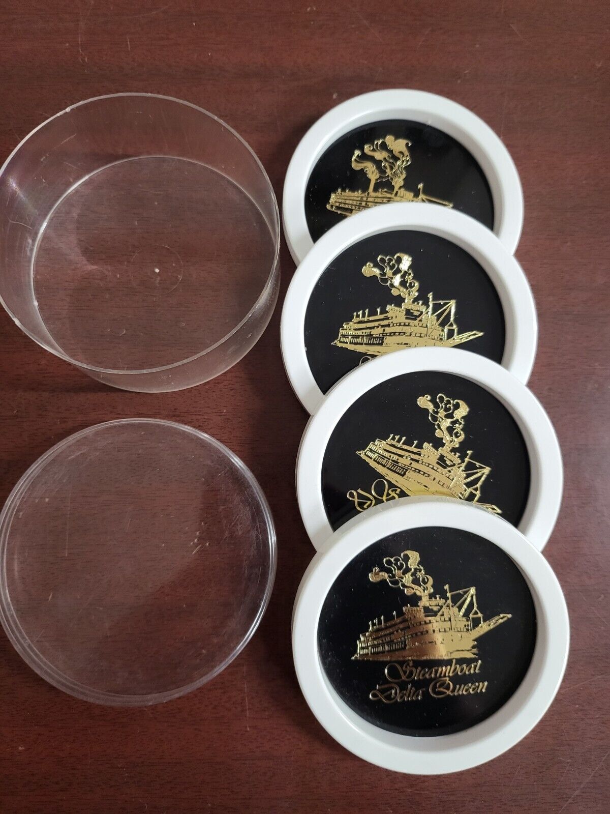 Steamboat Delta Queen Coasters Set 4 count in Container 3.5\
