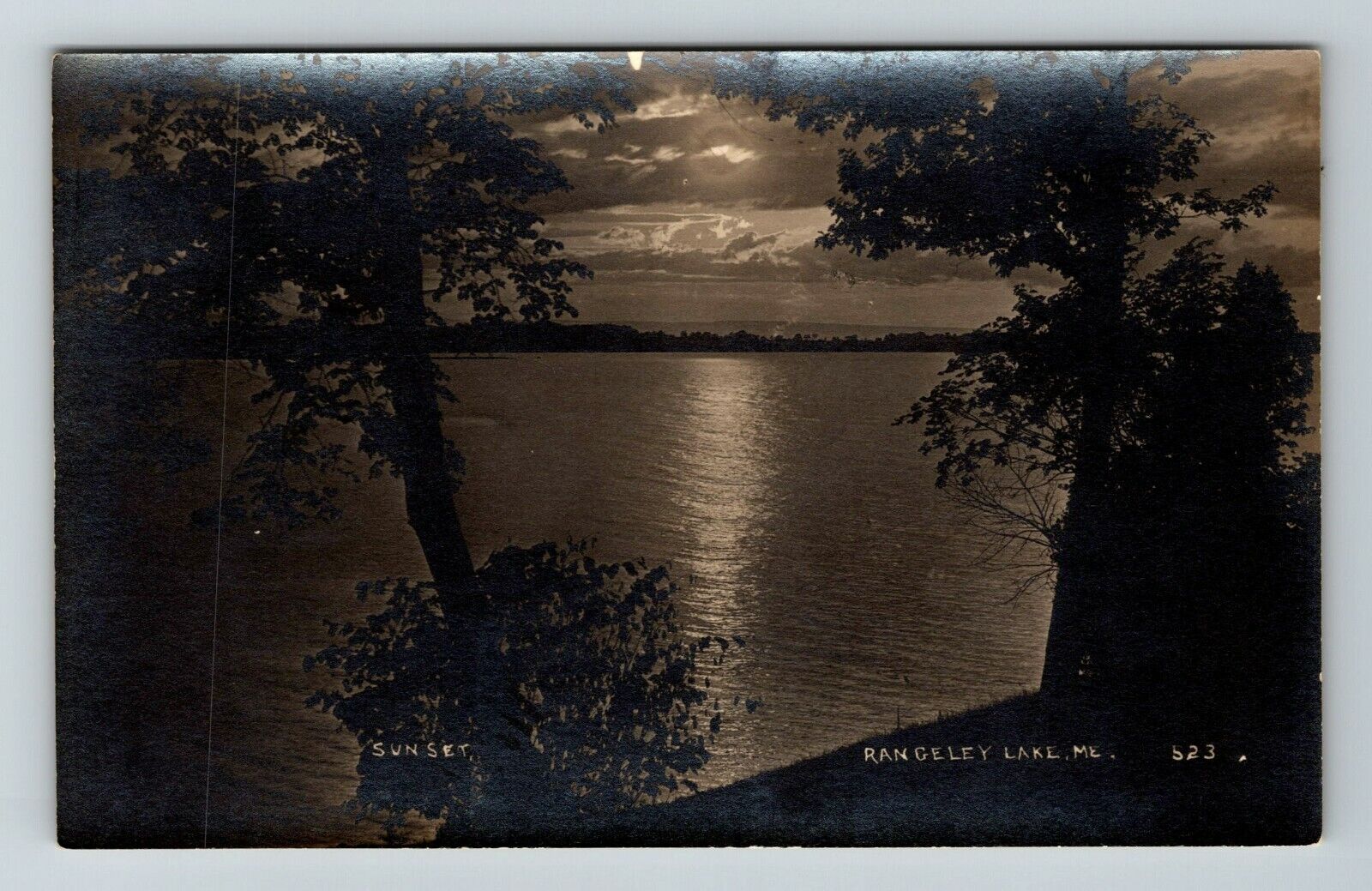 RPPC-Rangeley Lake ME-Maine, Sunset RPPC Vintage Souvenir Postcard
