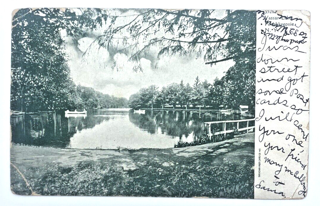 Poughkeepsie NY Vassar College Lake 1906 Vintage Postcard Undivided Posted