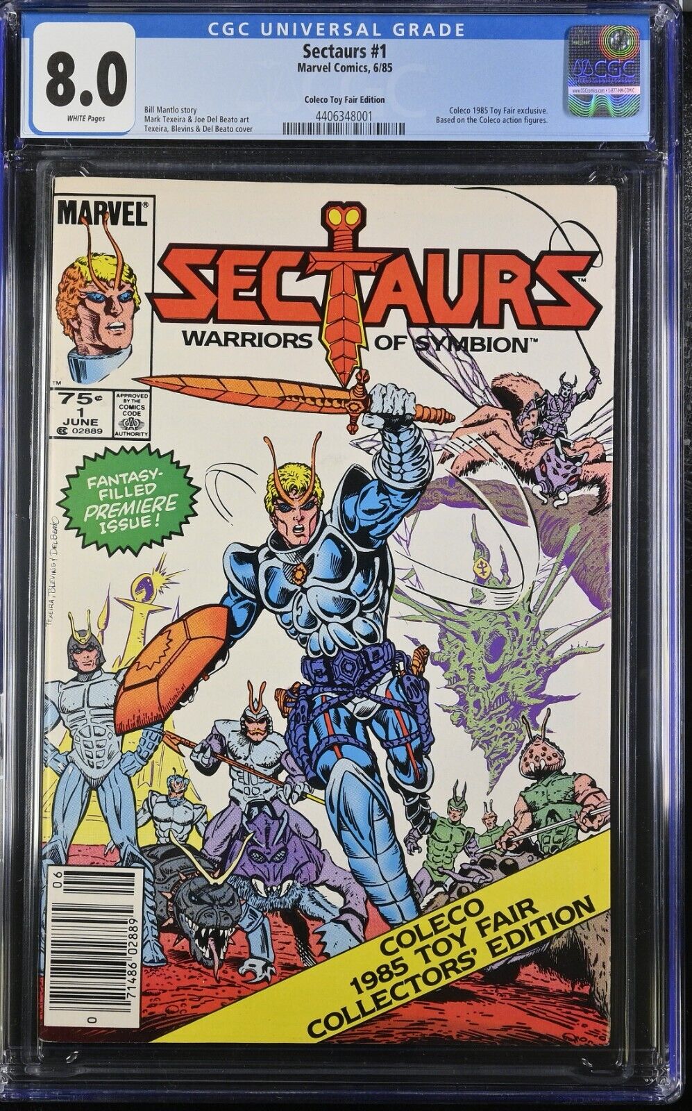 Sectaurs Warriors of Symbion #1 Marvel 1985 Coleco Toy Fair Edition RARE CGC 8.0