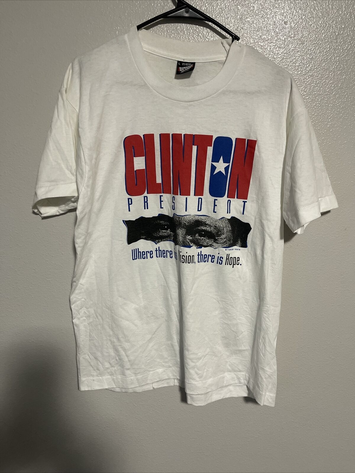 VINTAGE Bill Clinton Election 90 ‘s T-Shirt Single Stich Size L