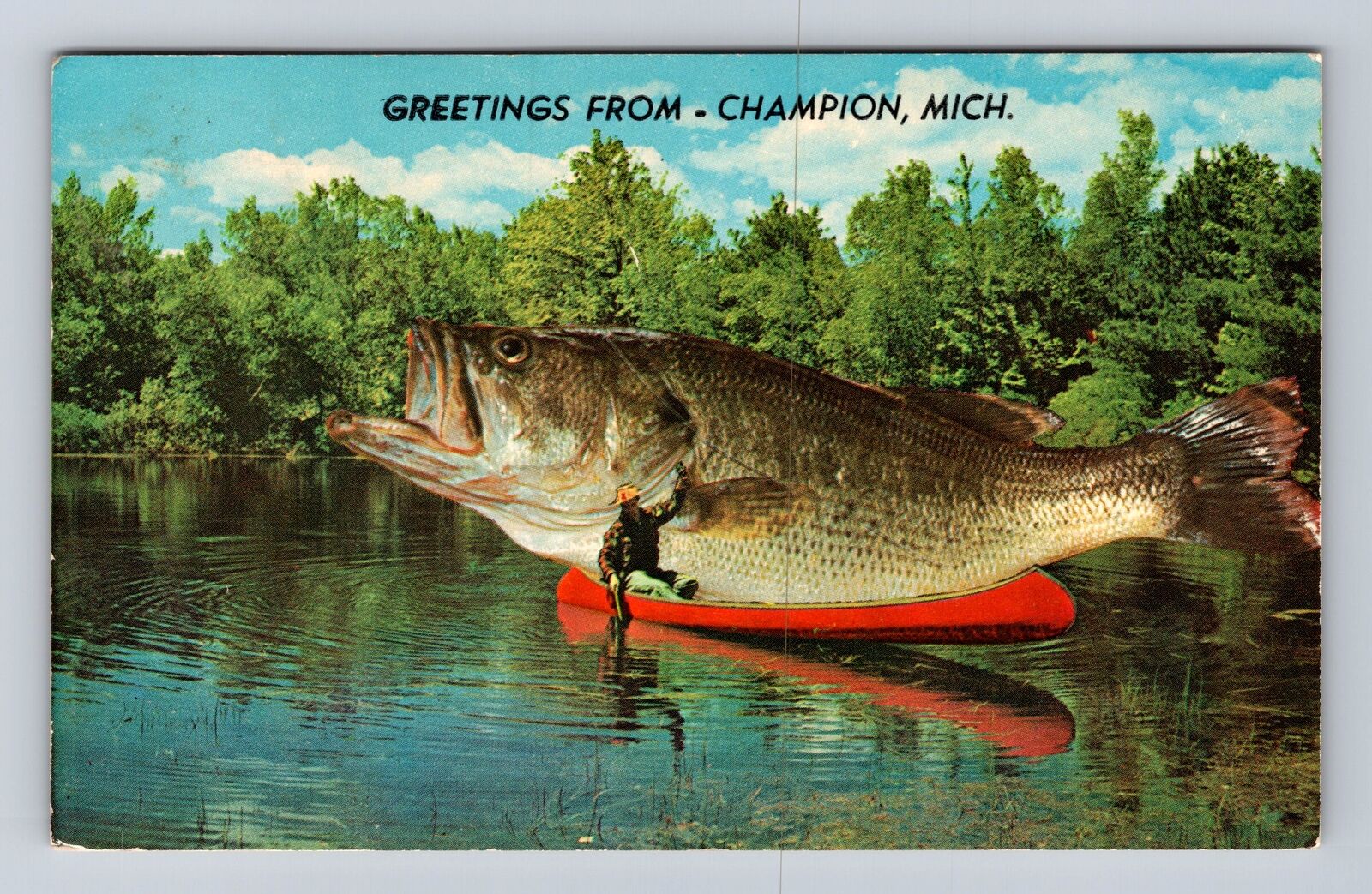 Champion MI-Michigan, General Greetings, Humorous Fish, Vintage c1971 Postcard
