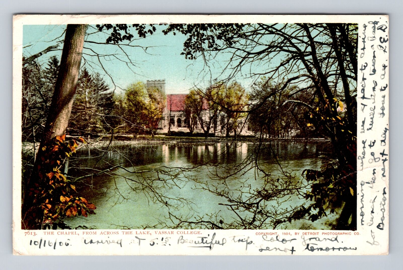 Poughkeepsie NY- New York, Chapel, Lake, Vassar College, Vintage c1955 Postcard