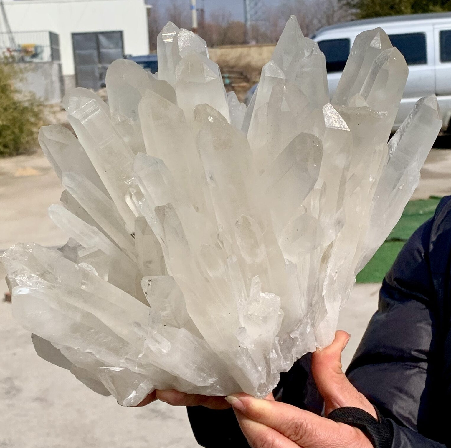 16.23LB A+++Large Natural white Crystal Himalayan quartz cluster /mineralsls