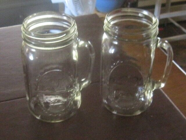 Vintage Lot 2 Anchor Hocking quarts MASON DRINKING JARS Country Hearth Glass Mug