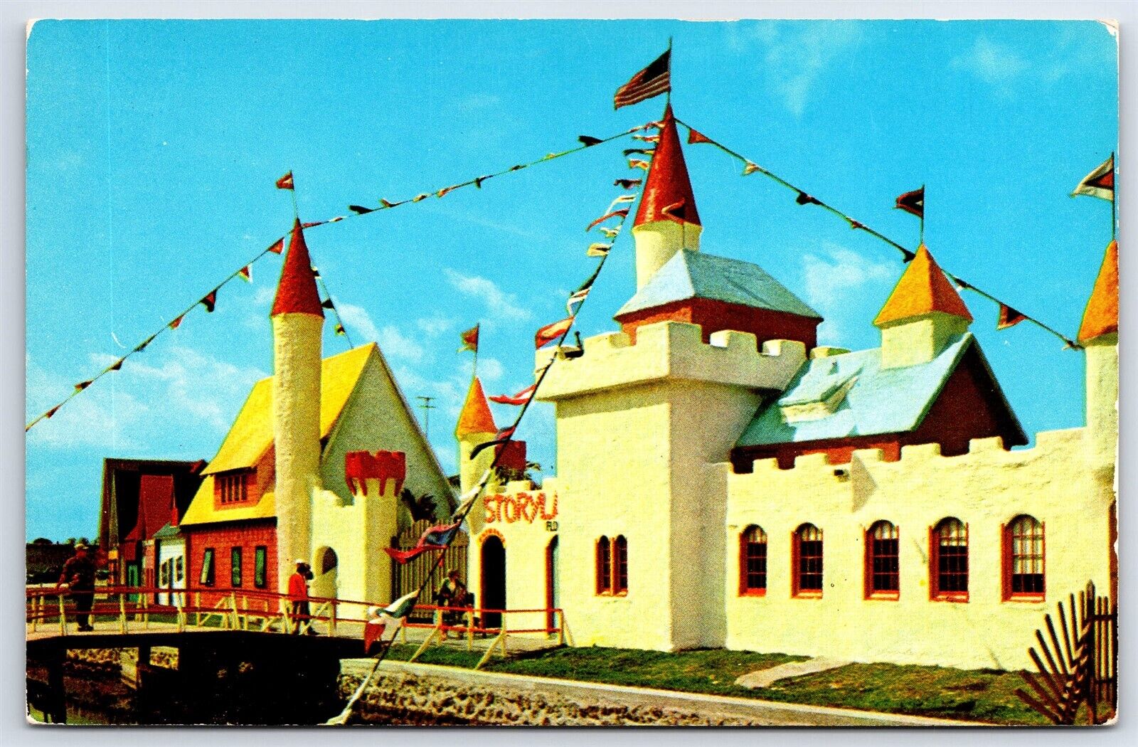 Postcard FL Pompano Beach Storyland Amusement Park Castle Entrance c1960s AP13