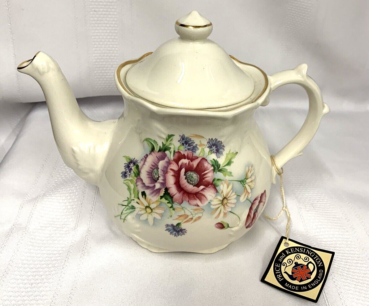 New~ Vintage Price & Kensington England Floral Teapot ~ NWT