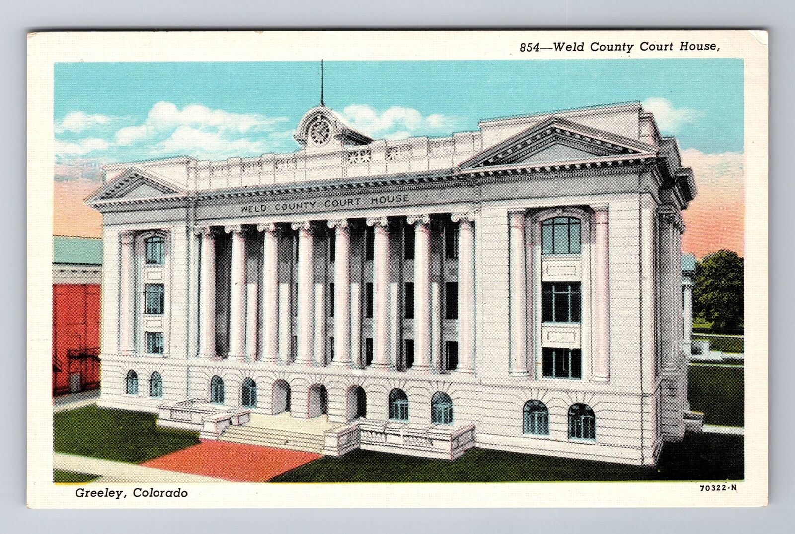 Greeley CO-Colorado, Weld County Court House, Antique, Vintage Souvenir Postcard