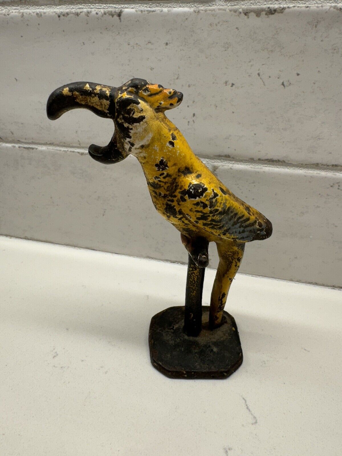 Vintage John Wright Macaw Parrot Cast Iron Bottle Opener Chippy Paint