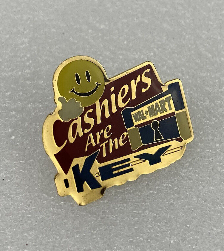 Wal-Mart Smiley Face Cashier’s are the Key Gold Tone Employee Lapel Pin