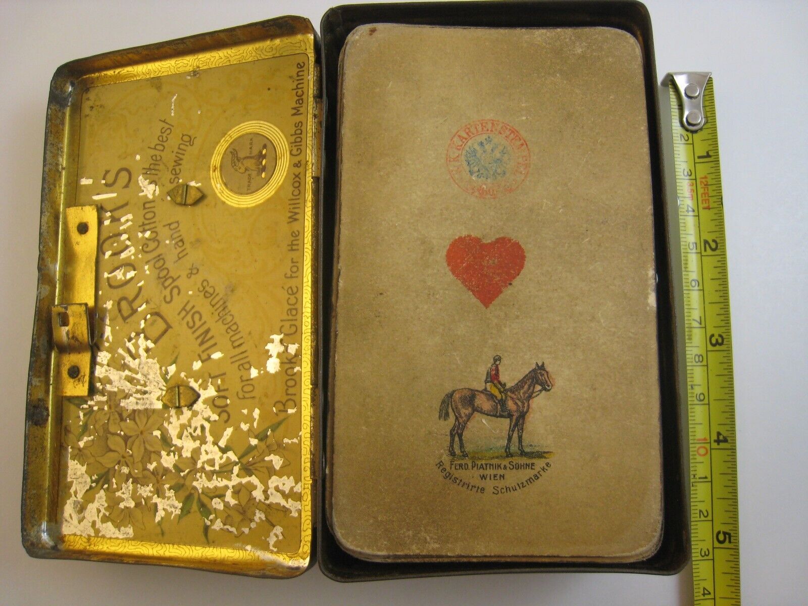Antique Playing Cards,...\' PIATNIK \' 54 FORTUNE CARDS, MID 1800s, in tin, G/VG