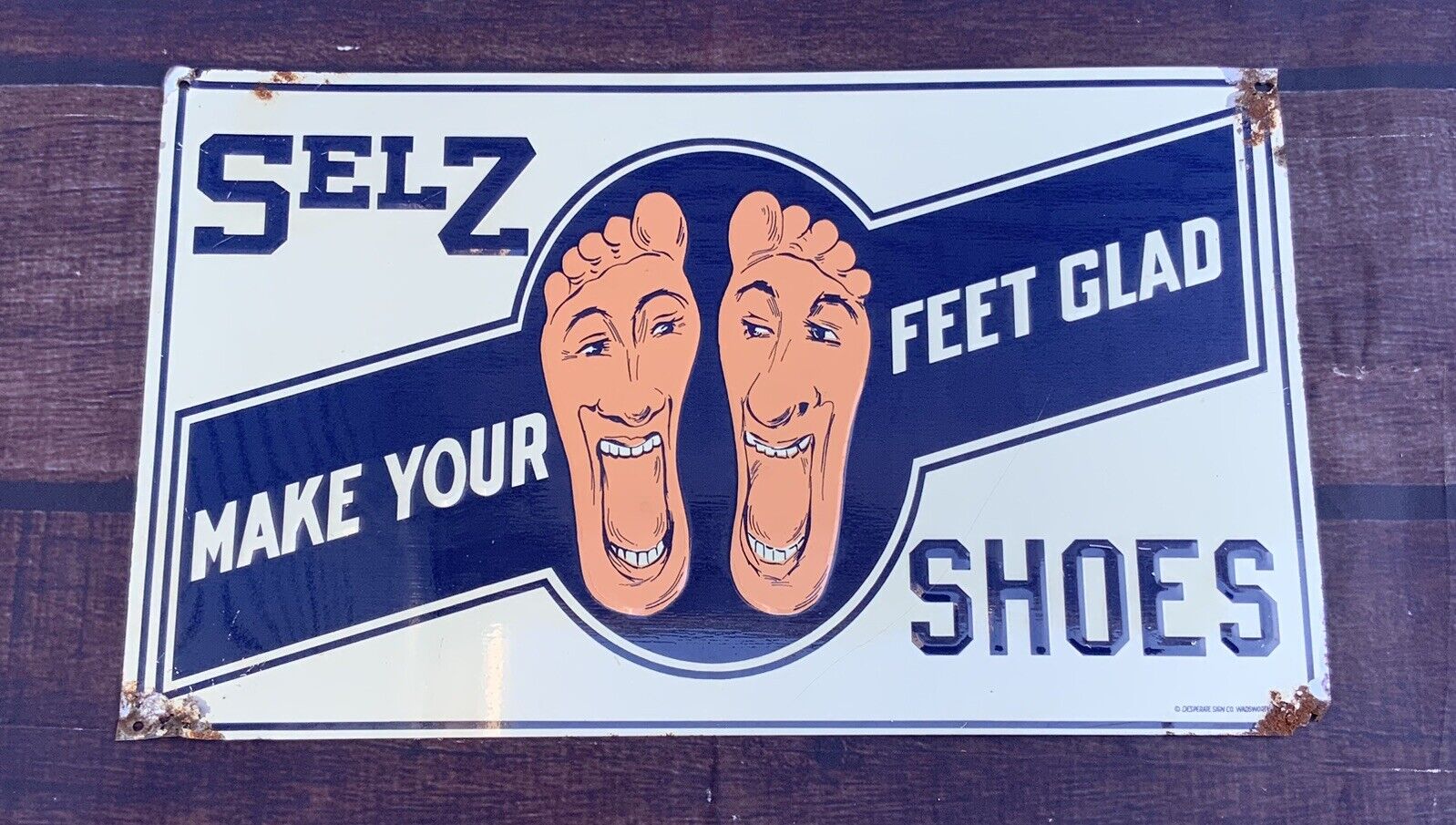 Selz Shoes Make Your Feet Glad Shoe Store 15x9 Embossed Metal Sign