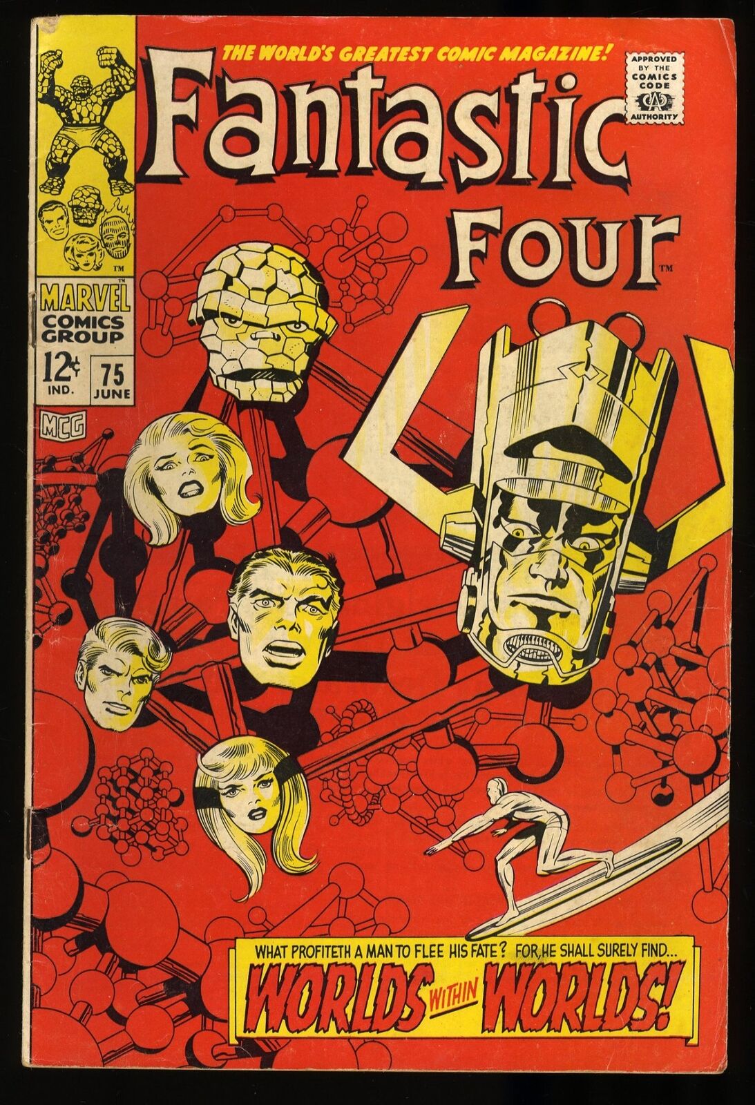 Fantastic Four #75 FN+ 6.5 Silver Surfer Galactus Jack Kirby Cover Marvel 1968
