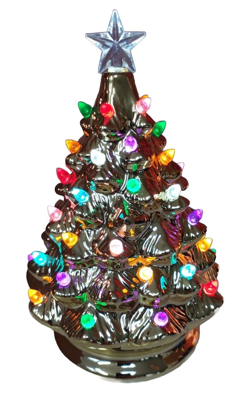 Avon Iconic 2020 Vintage Light Up Gold Ceramic Christmas Tree- New in Box