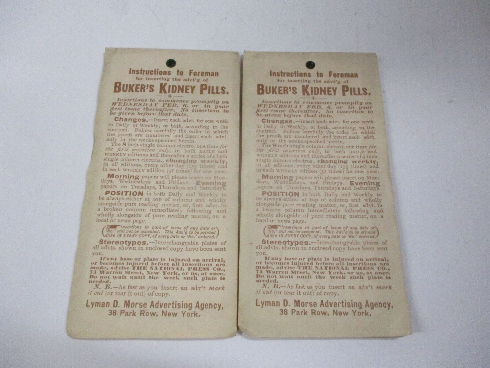 2 Antique Instruction Booklets for Buker\'s Kidney Pills