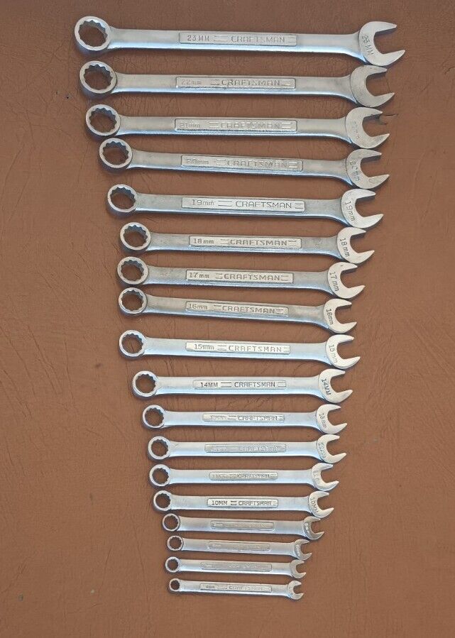 Vintage Craftsman 18pc Metric 12 Point Combination Wrench Set 6mm - 23mm USA 