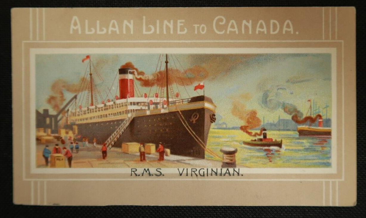 RMS Virginian Postcard Steamship Allan Line To Canada Illustrated Art Image