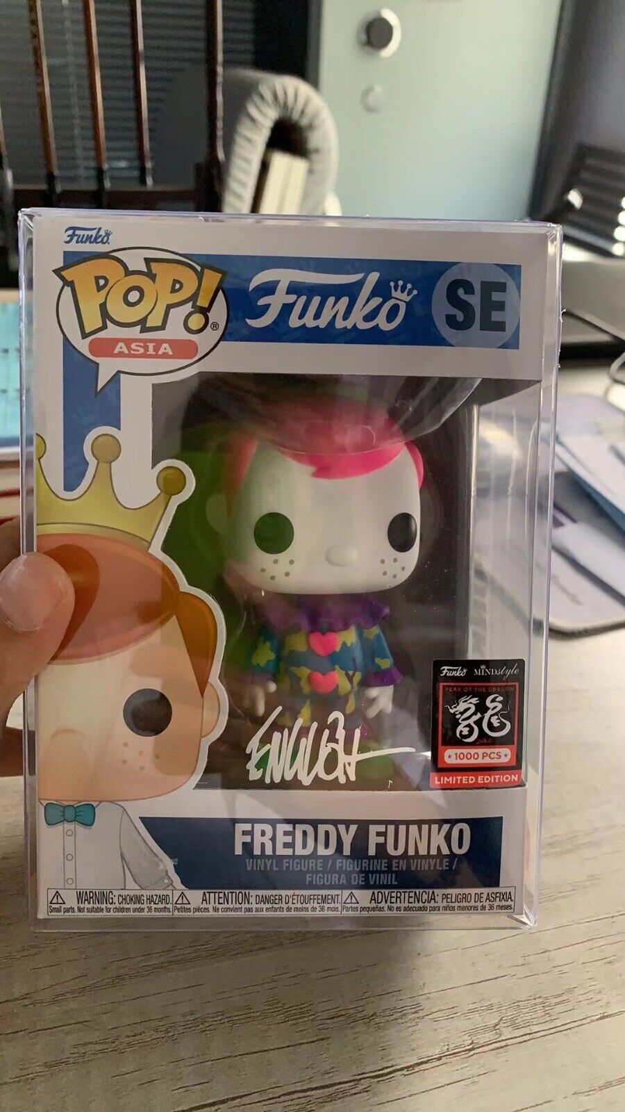Funko pop asia exclusive  ron English signed freddy as love combrat clown toy