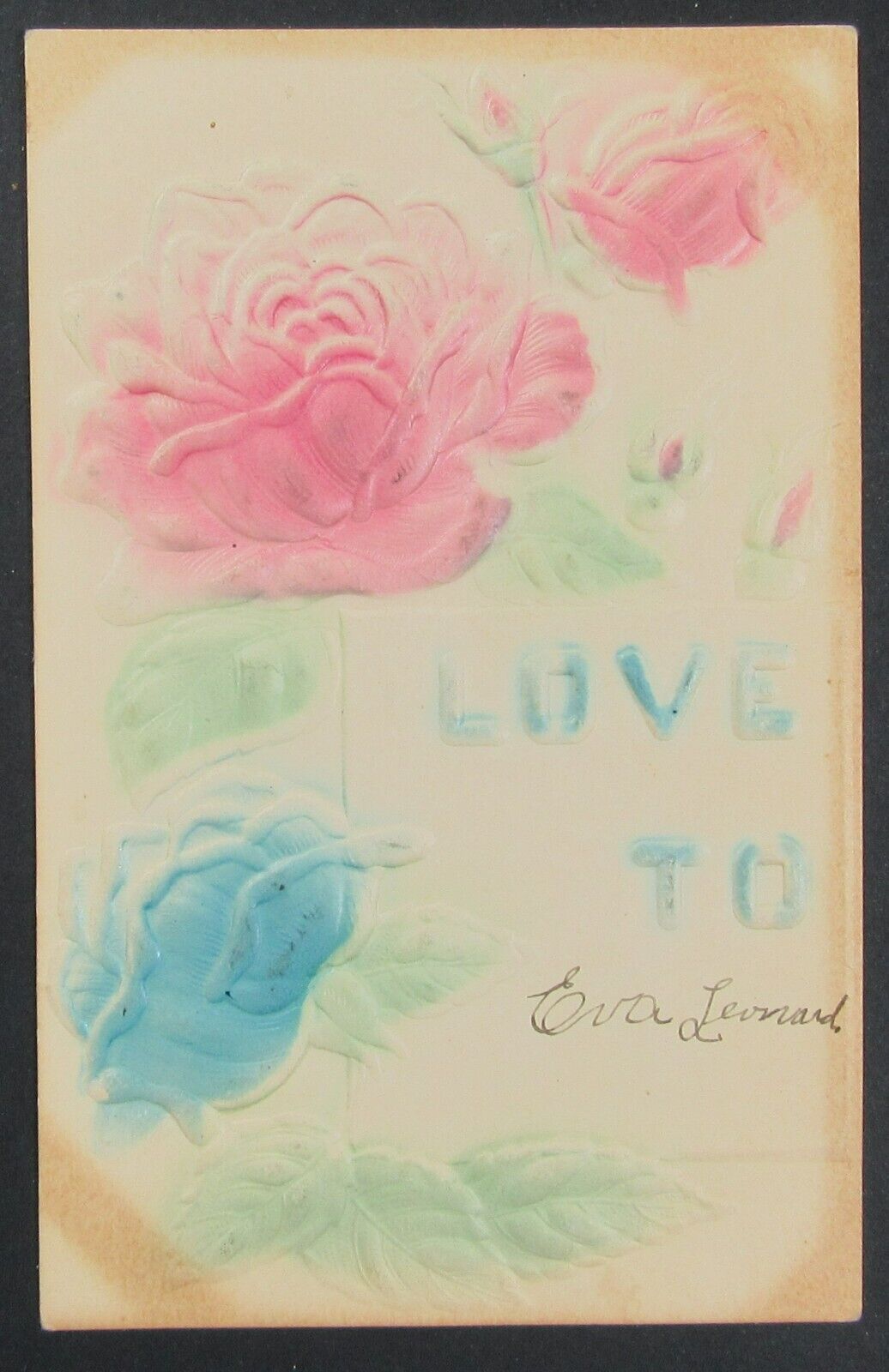 Flowers Love to Vintage Embossed Postcard Posted 1910