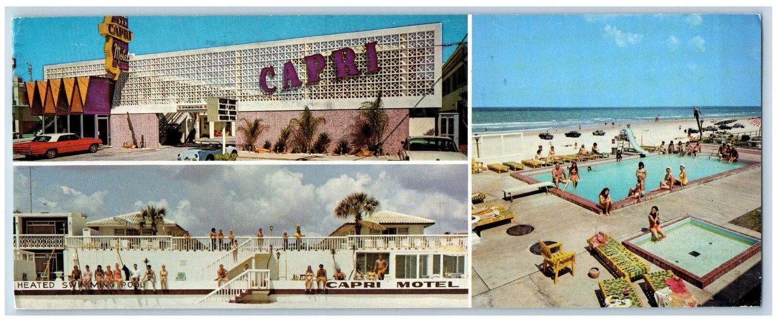 Daytona Florida Postcard Oversized The Capri Motel Swimming Pool 1979 Vintage