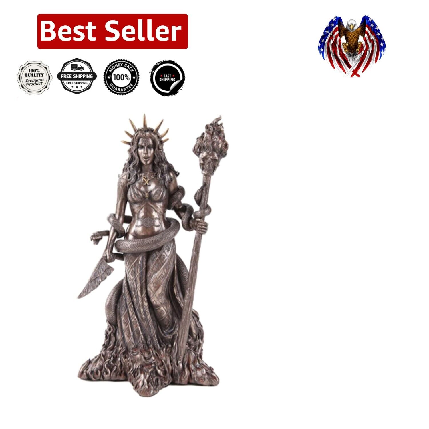 Stunning Bronze Patina Witchcraft Statue - Symbol of Hecate - Spiritual Decor