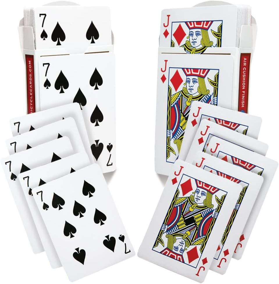 One Way Forcing Red Bicycle Back Decks Combo 7 Spades and Jack Diamonds - 2 Deck