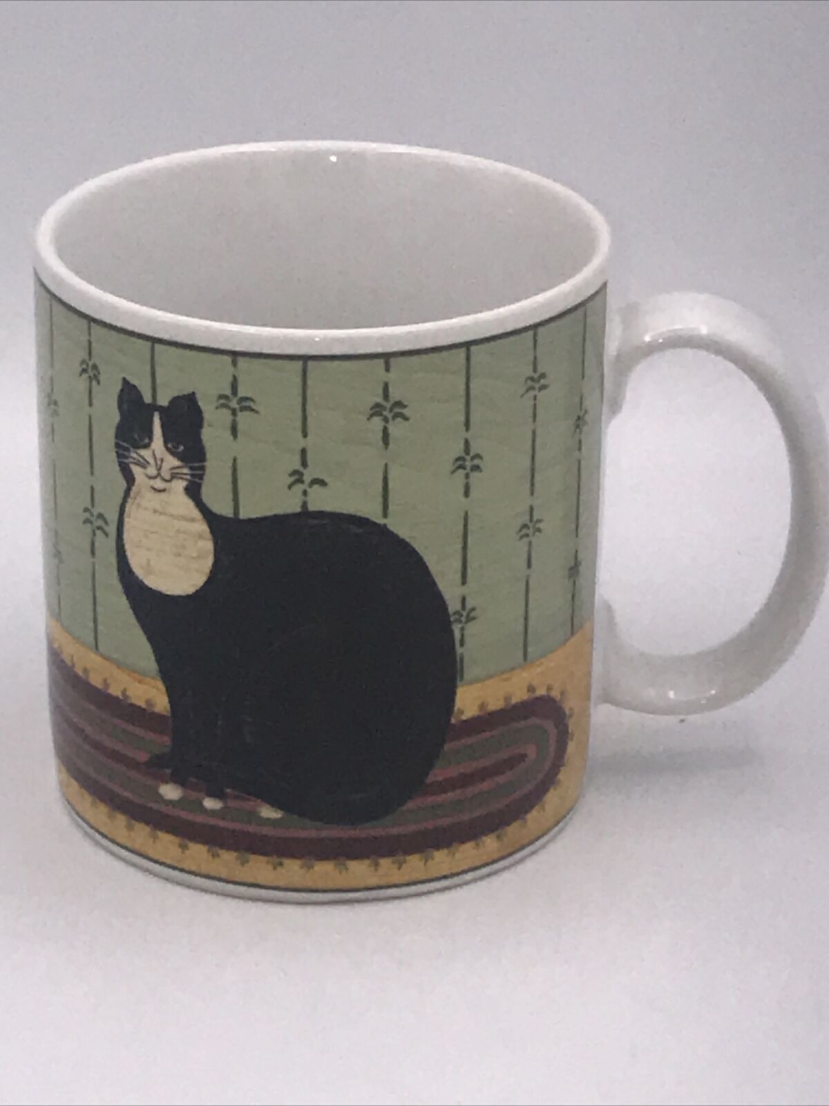 Warren Kimble Sakura FAT CAT Collection Oneida Coffee Cup Mug 2000 Tuxedo Kitty 