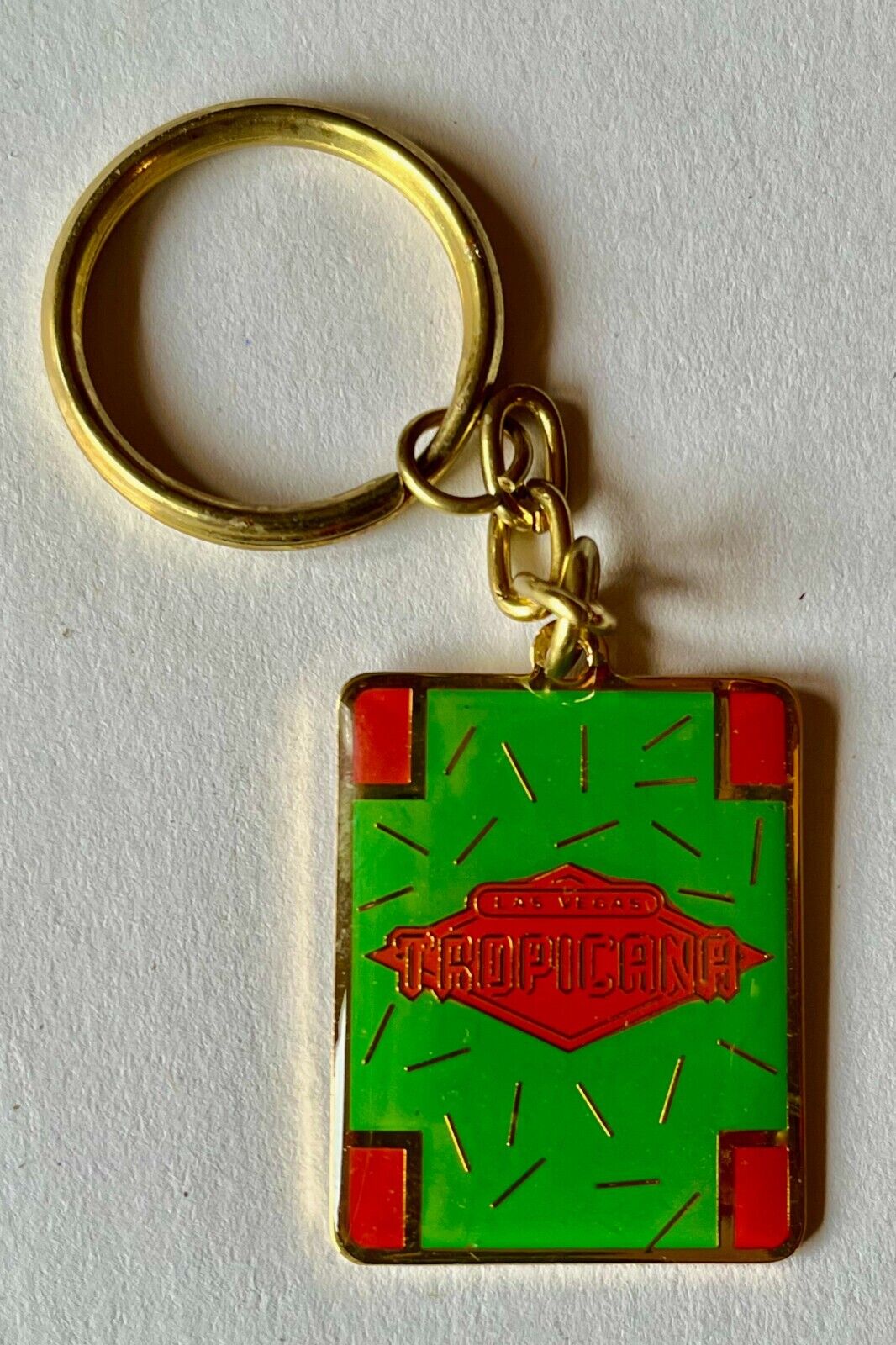 Vintage Las Vegas Tropicana Casino Keychain Faux Enamel Souvenir