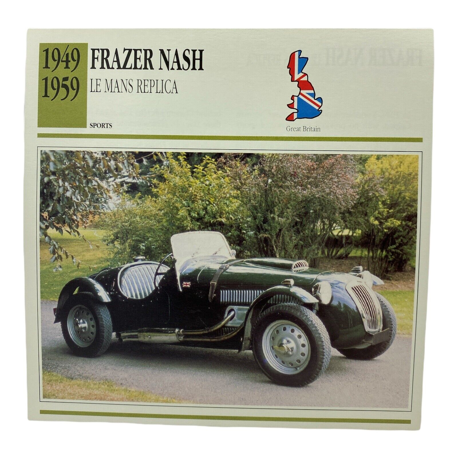 Cars of The World - Single Collector Card Edito-Service 1949-1959 Frazer Nash 
