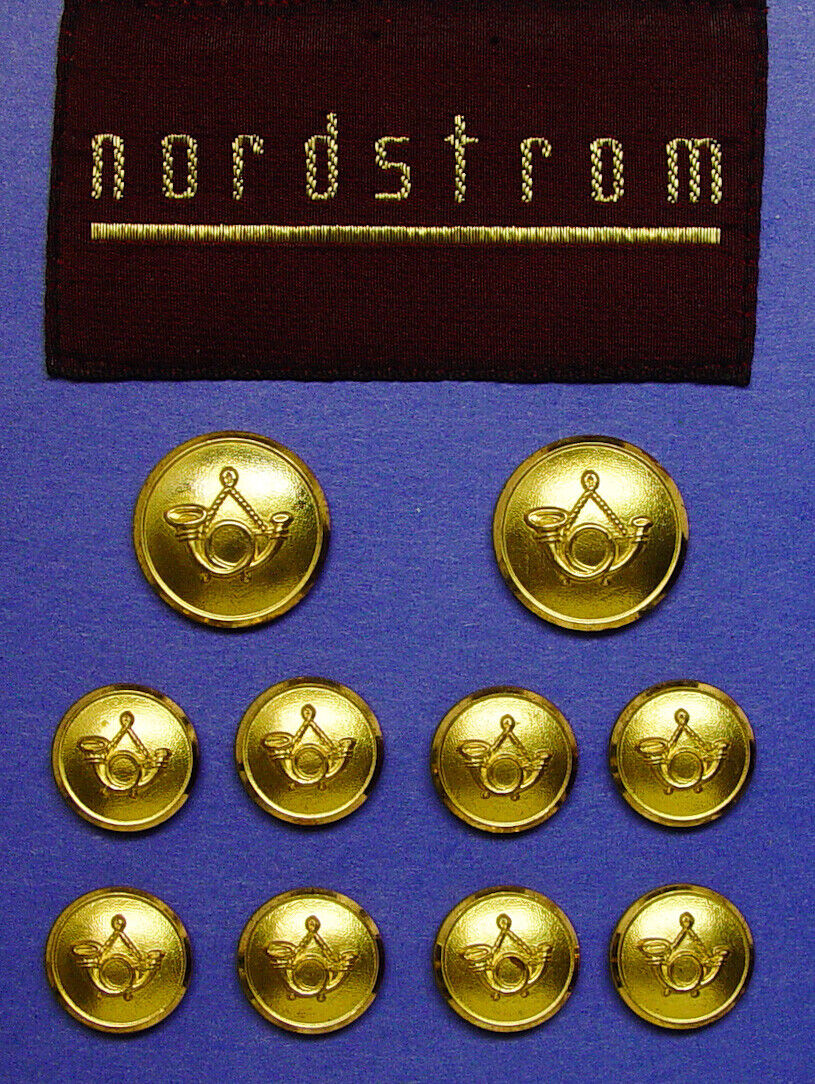 10 NORDSTROM replacement gold tone metal buttons, by Waterbury, Good Used Cond.