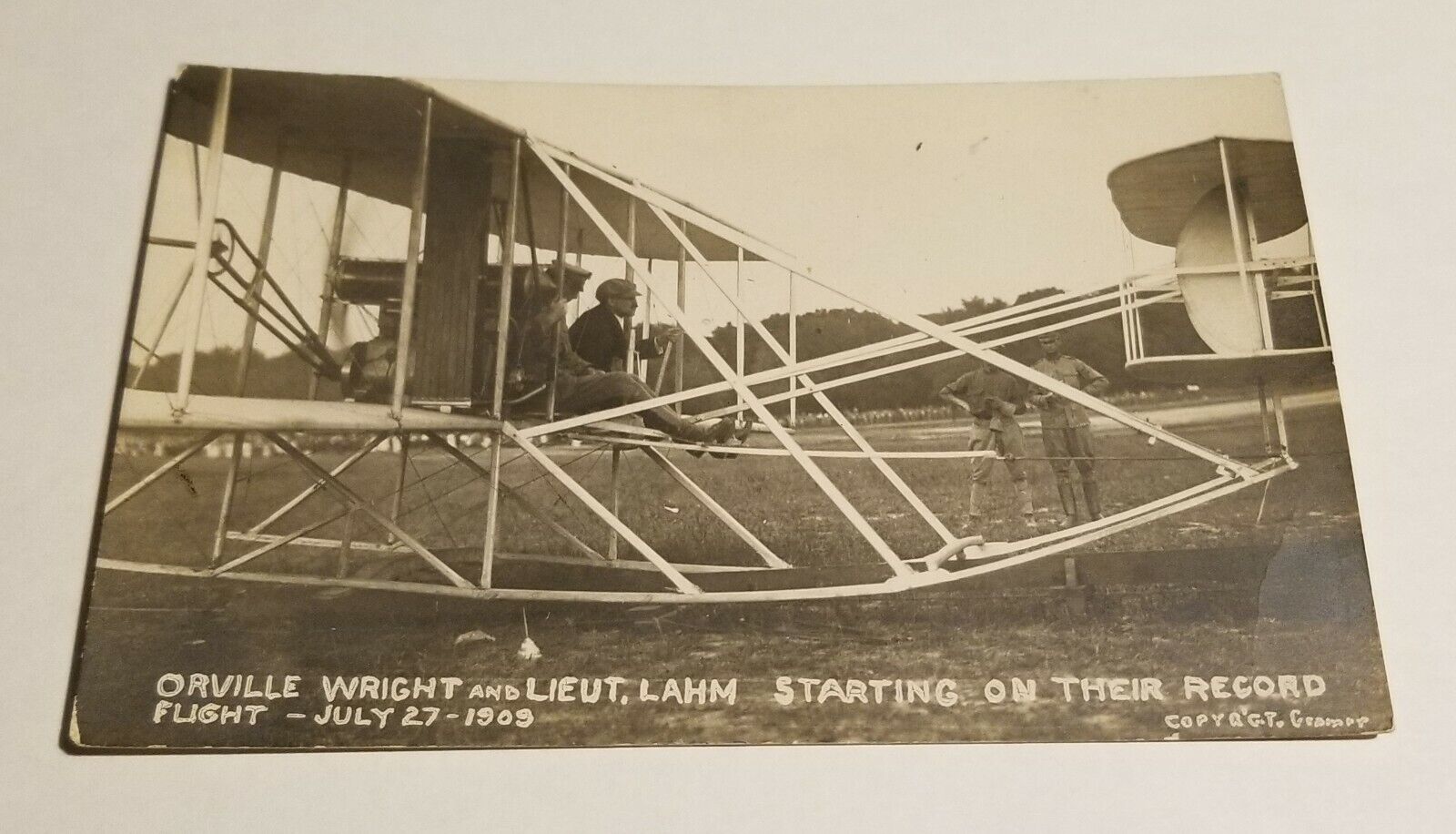 Real Photo Postcard Orville Wright & Lieutenant Lahm July 27, 1909.
