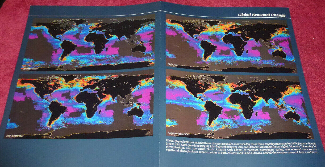 NASA Nimbus-7 Coastal Zone Color Scanner Global Seasonal Change Foldout Photo