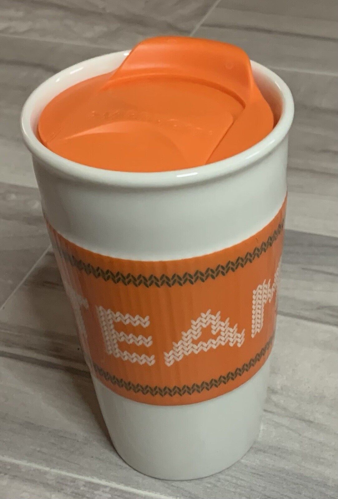 Starbucks Mug Pumpkin Spice 2016 Team PSL Orange White Traveler Cup 10oz Lid 